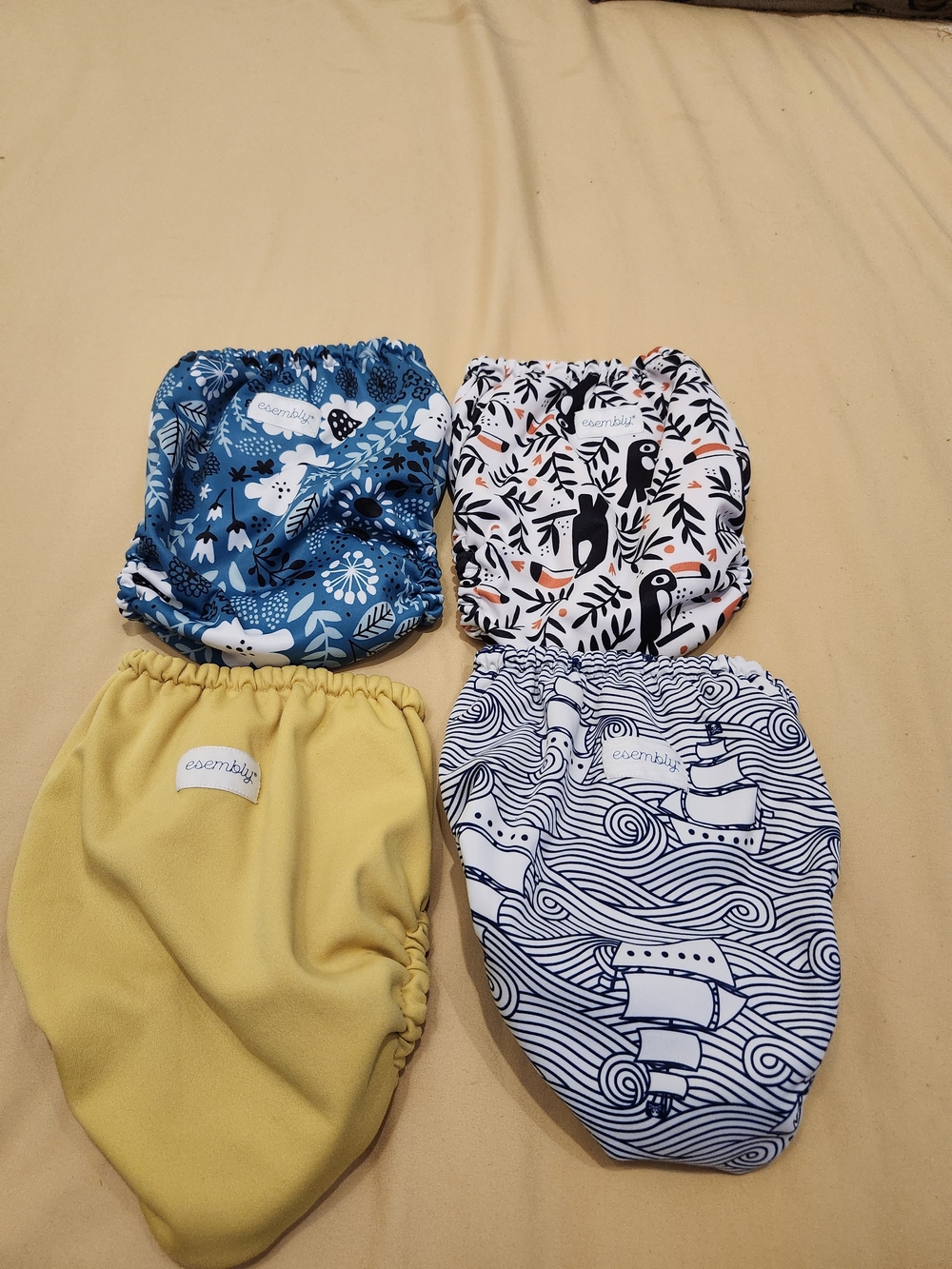 Kids Reusable Cloth Diaper Covers - Blue, White, Yellow, Navy Prints